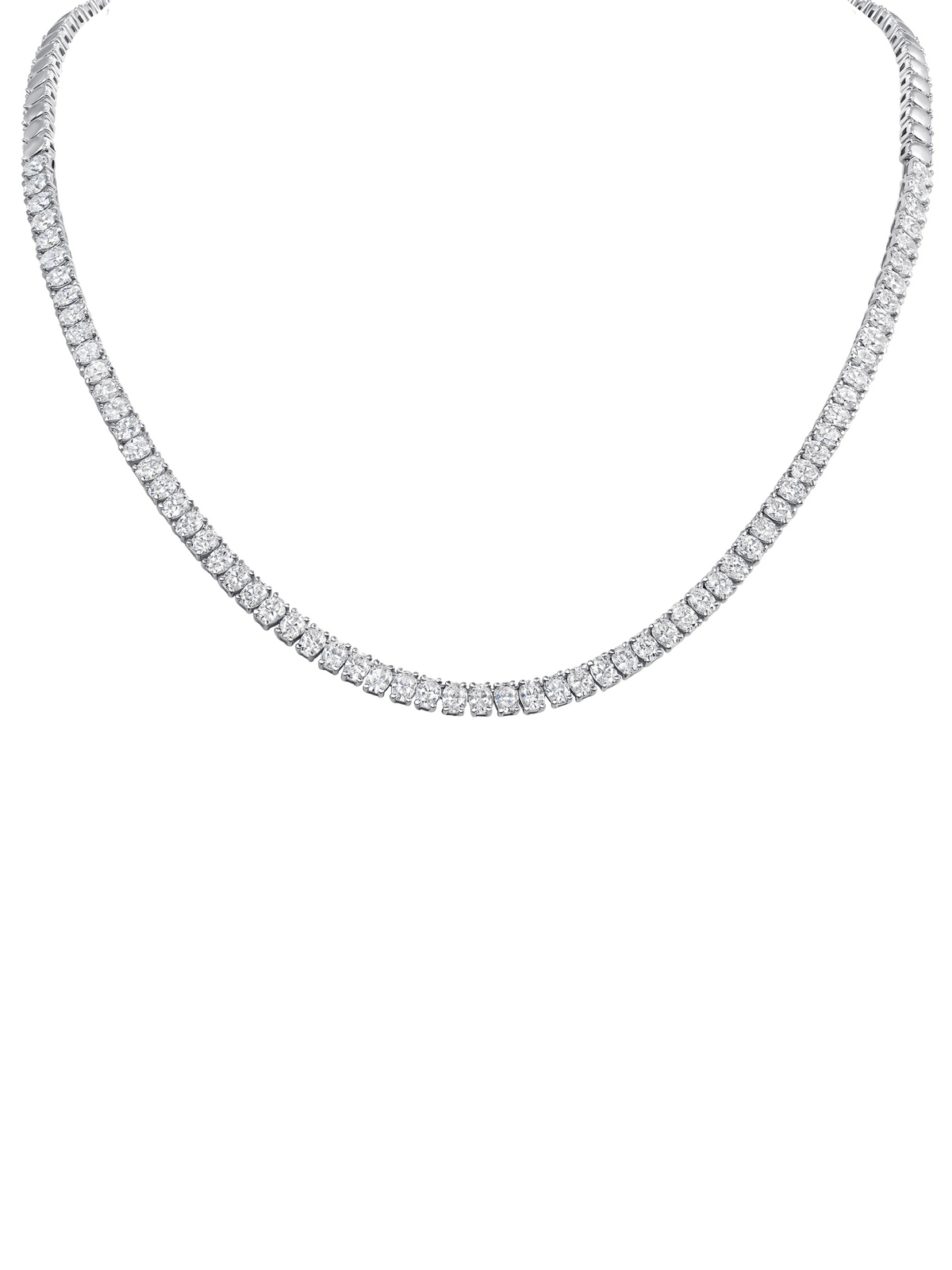 Oval Diamond Tennis Necklace 14K - Halfway