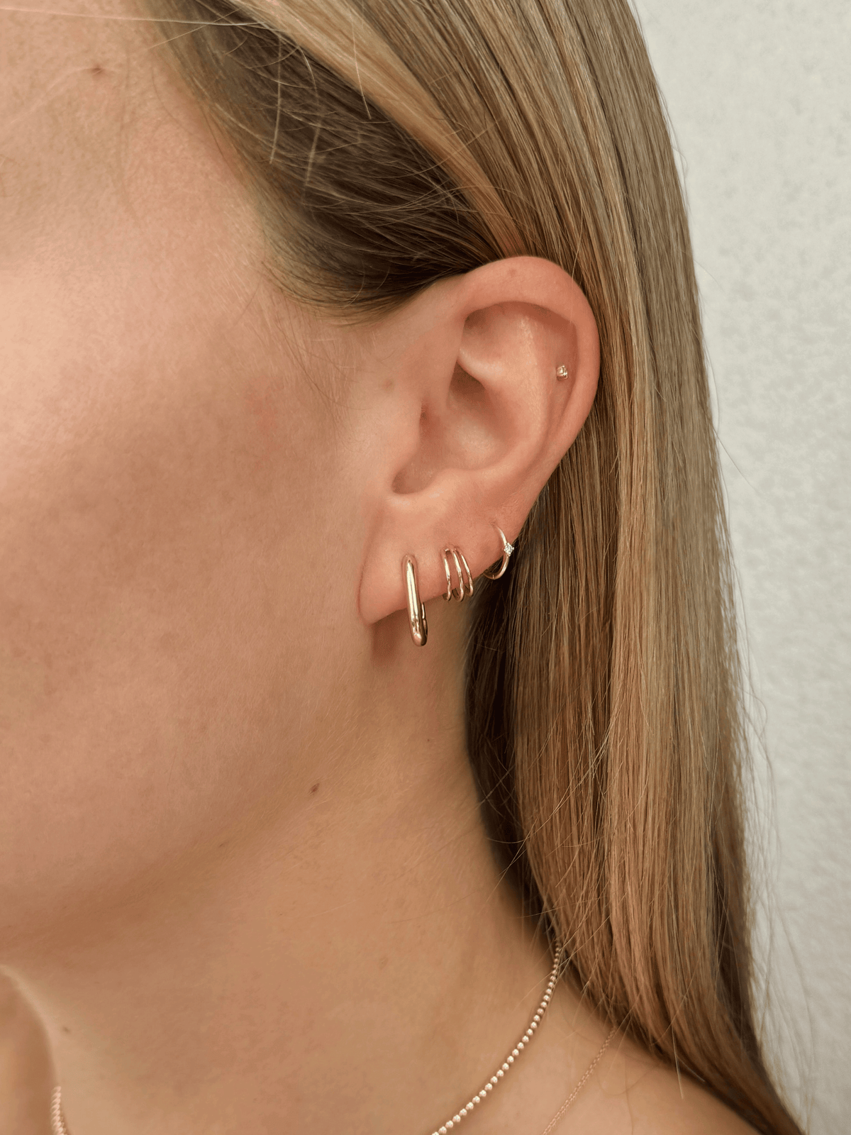 Triple Hoop Huggie Earrings 14K