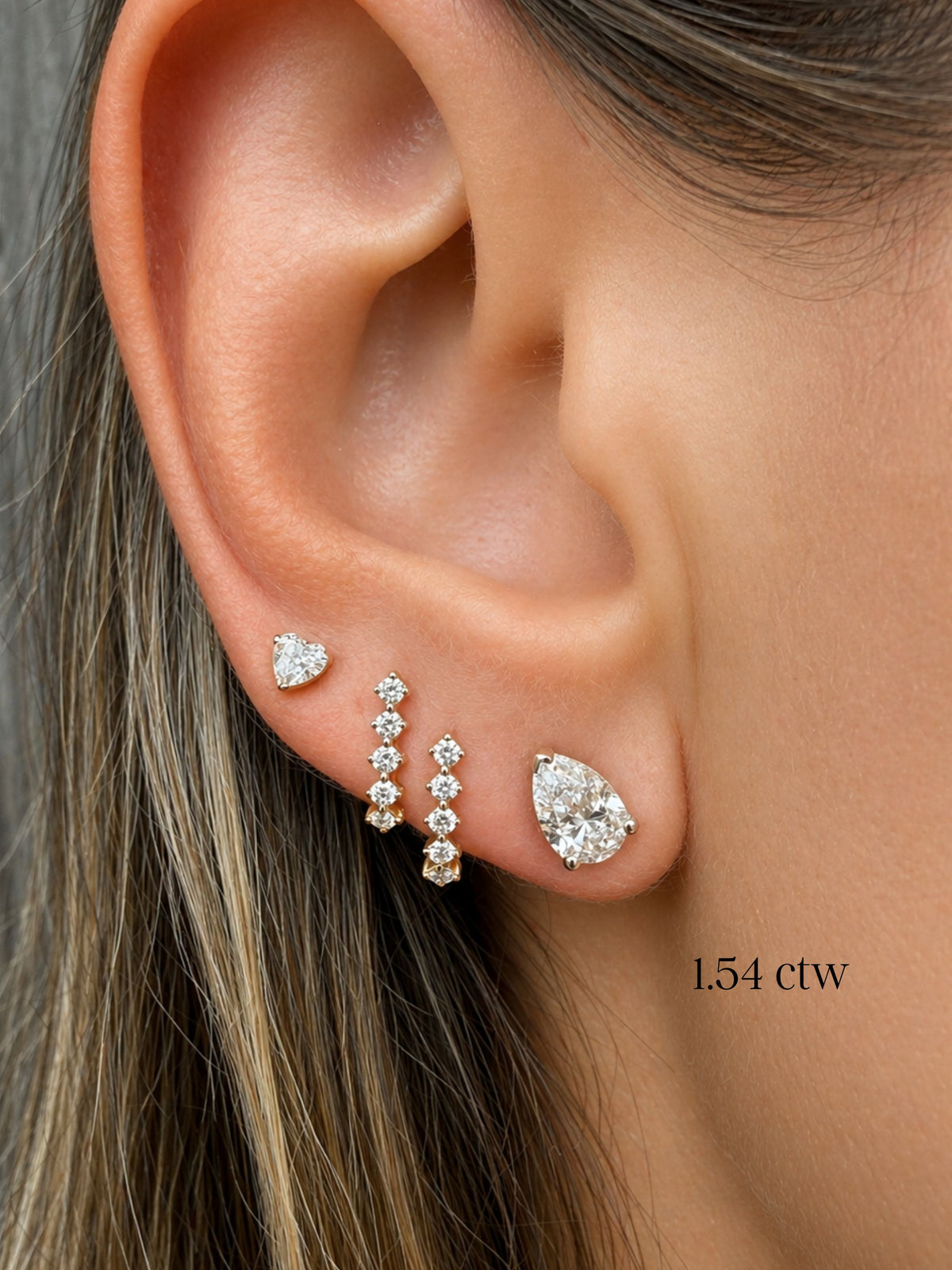 Paisley Pear Lab Diamond Stud 14K