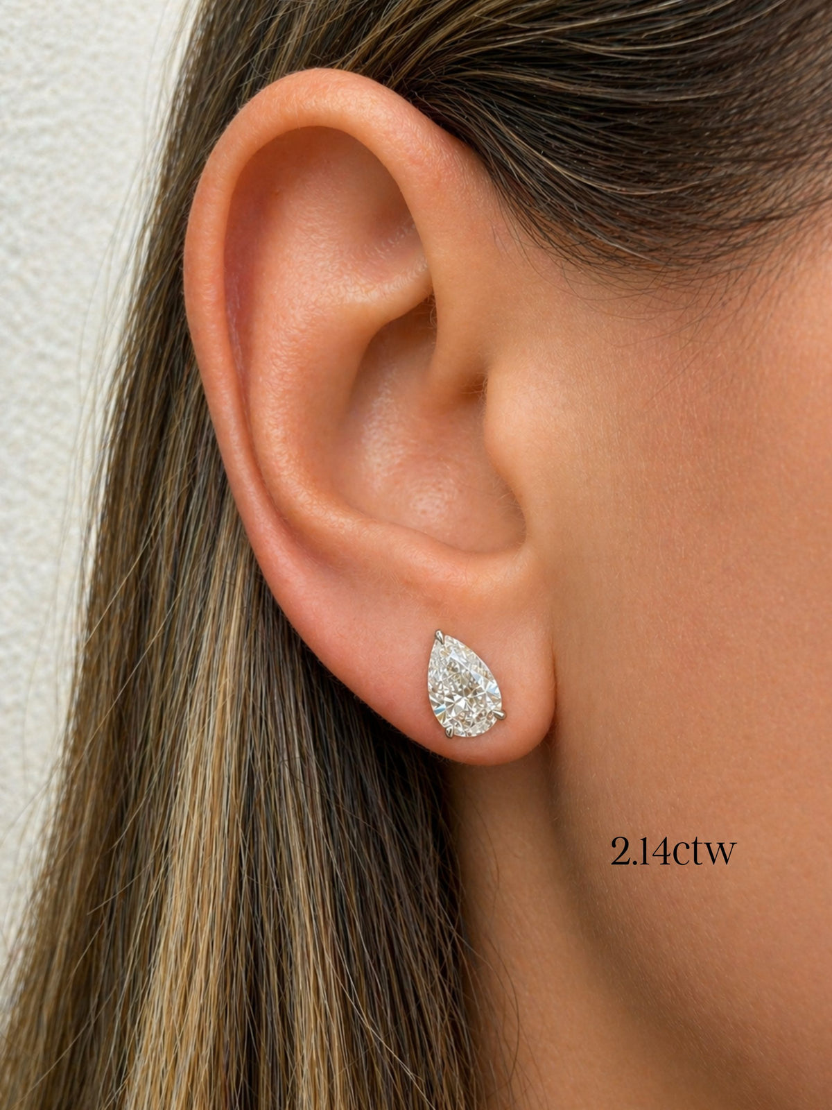 Paisley Pear Lab Diamond Stud 14K