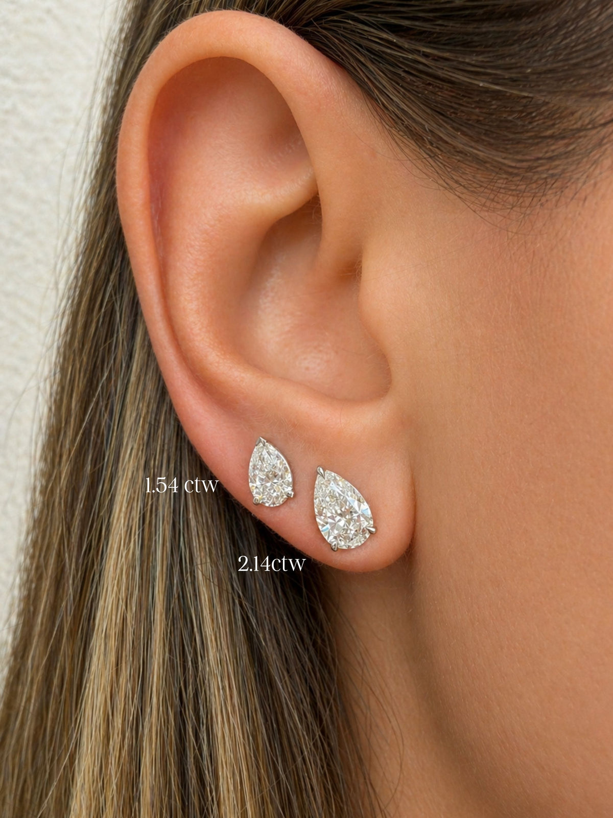 Paisley Pear Lab Diamond Stud 14K