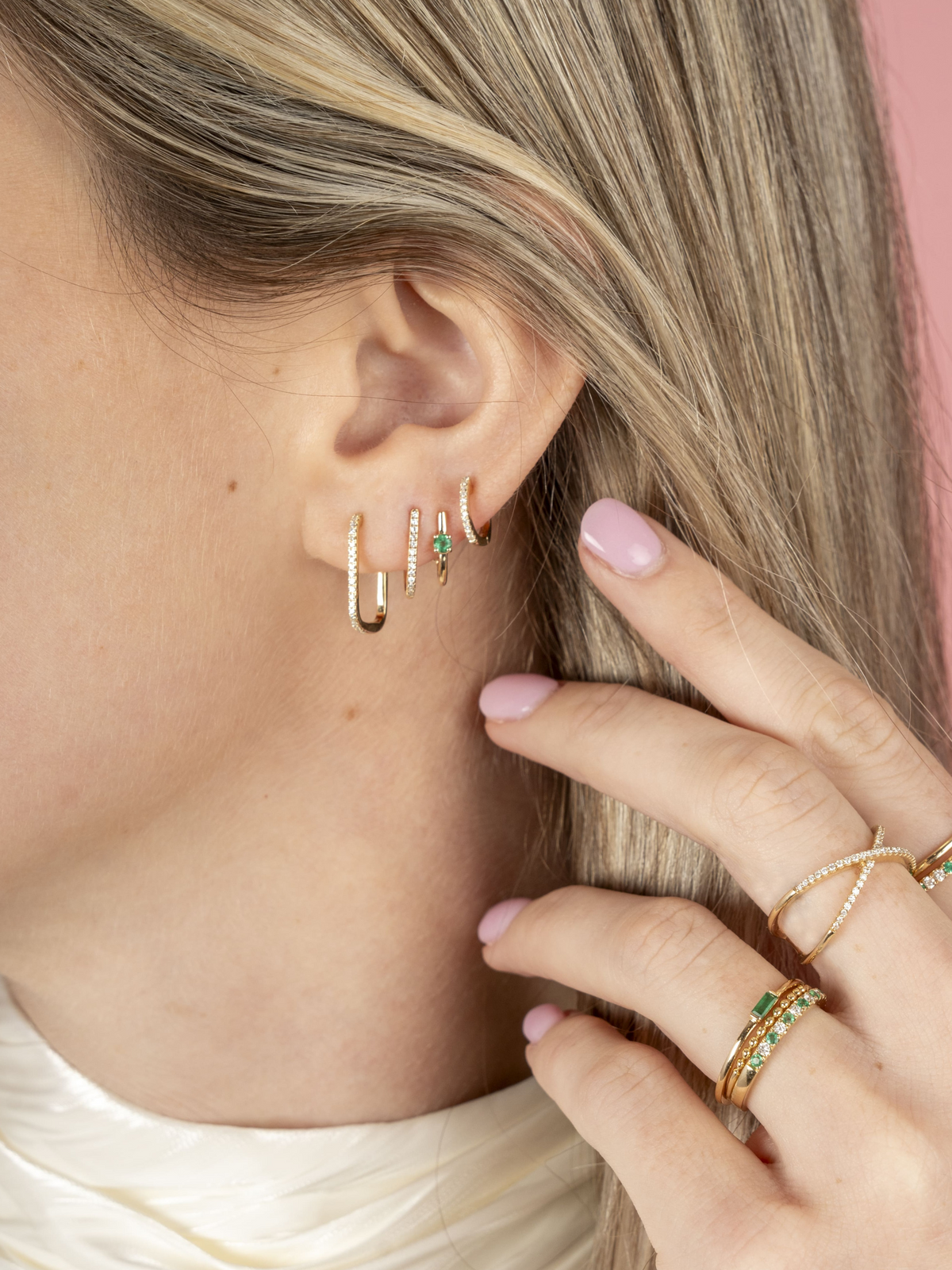 Paperclip Diamond Huggie 14K