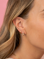 Paperclip CZ Huggie Earrings