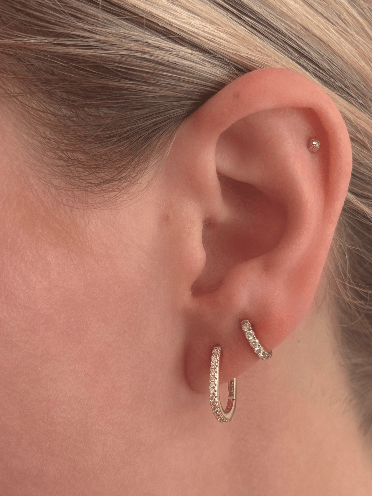 Paperclip CZ Huggie Earrings