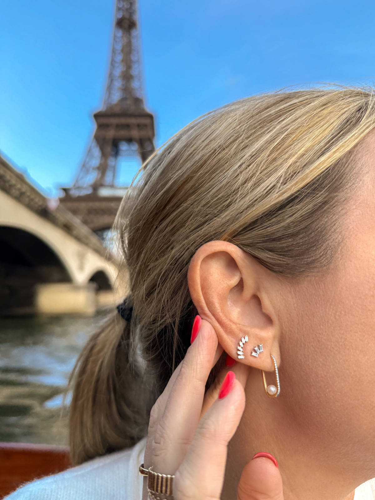 Paris Baguette Stud Earrings 14K
