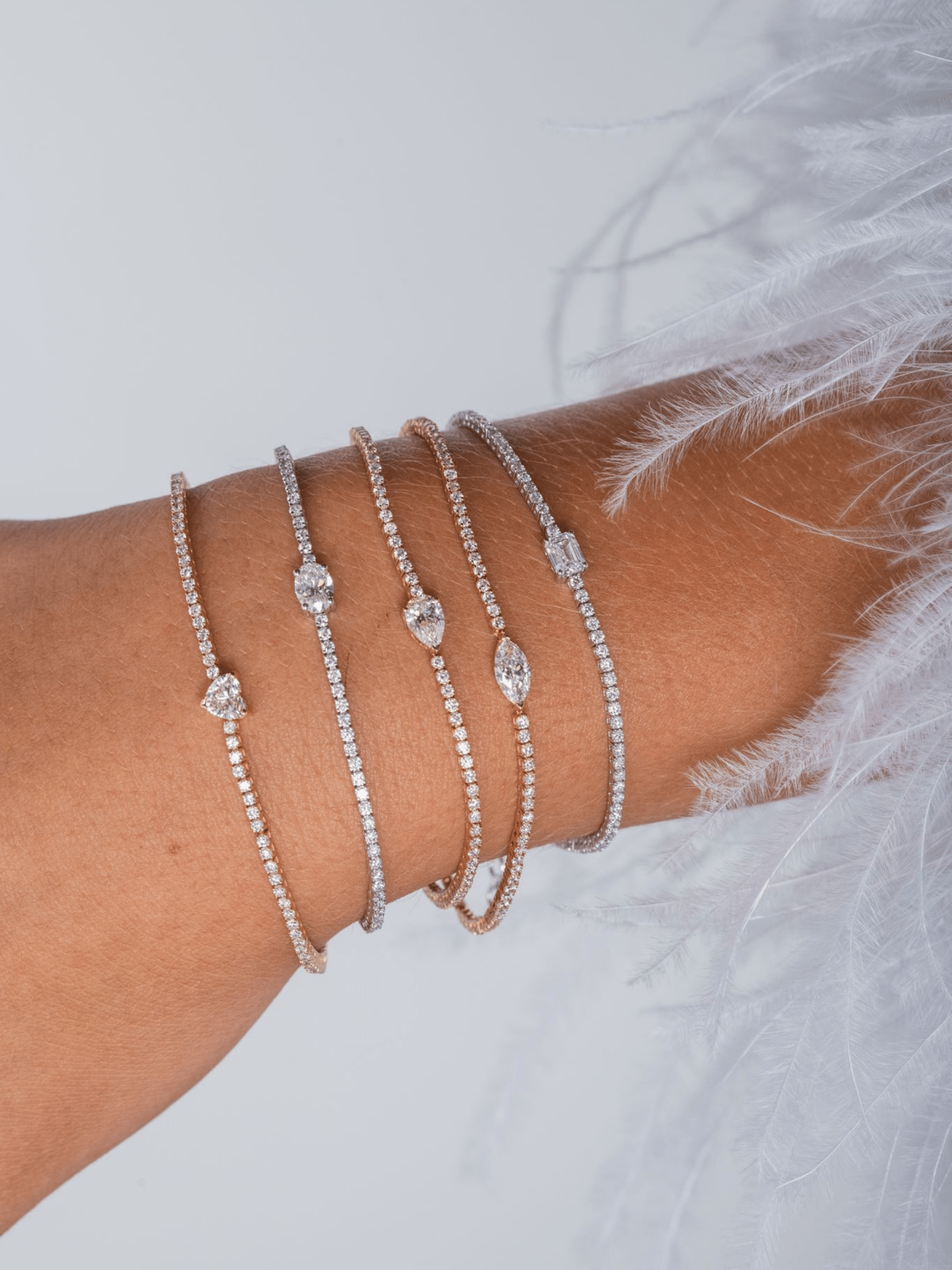 Pear Solitaire Diamond Tennis Bracelet 14K LeMel LeMel