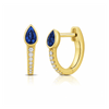Pear Drop Huggie Earrings - Blue Sapphire 14K