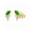 Cleo Cluster Stud Earrings - Emerald 14K