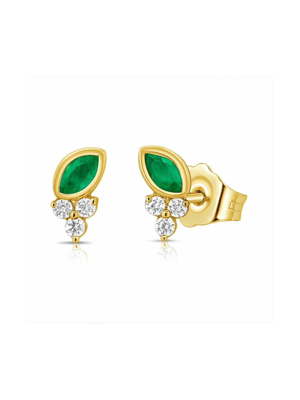 Cleo Cluster Stud Earrings - Emerald 14K