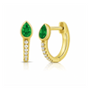 Pear Drop Huggie Earrings - Emerald 14K