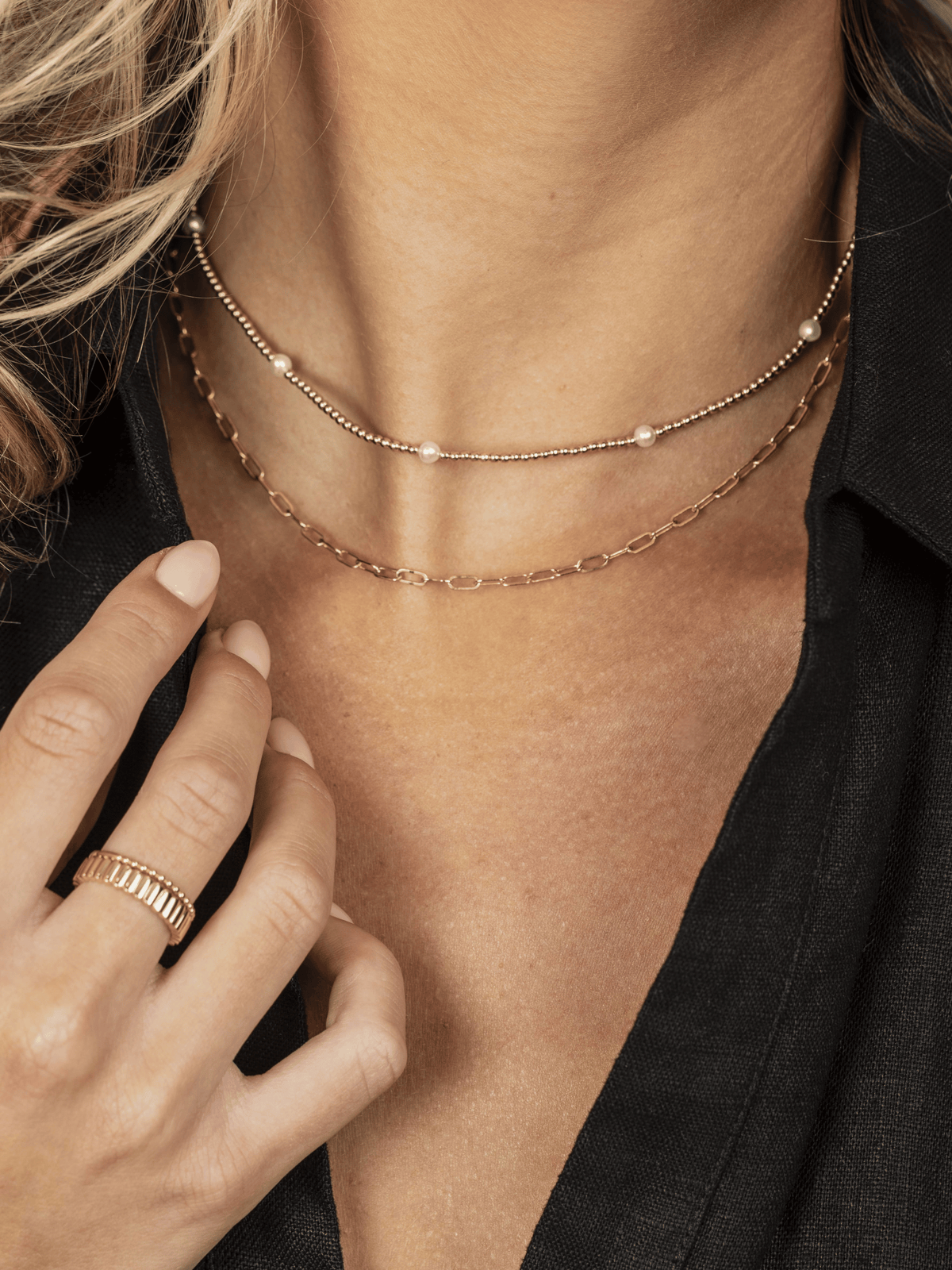 Beaded Band Ring 14K