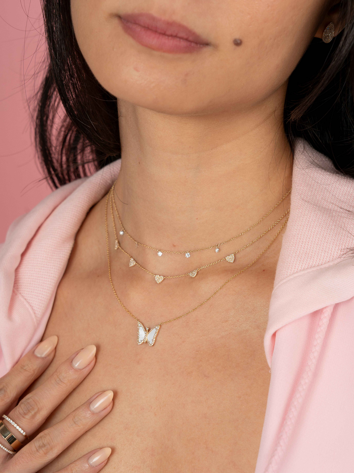 Hallie Diamond Heart Necklace 14K
