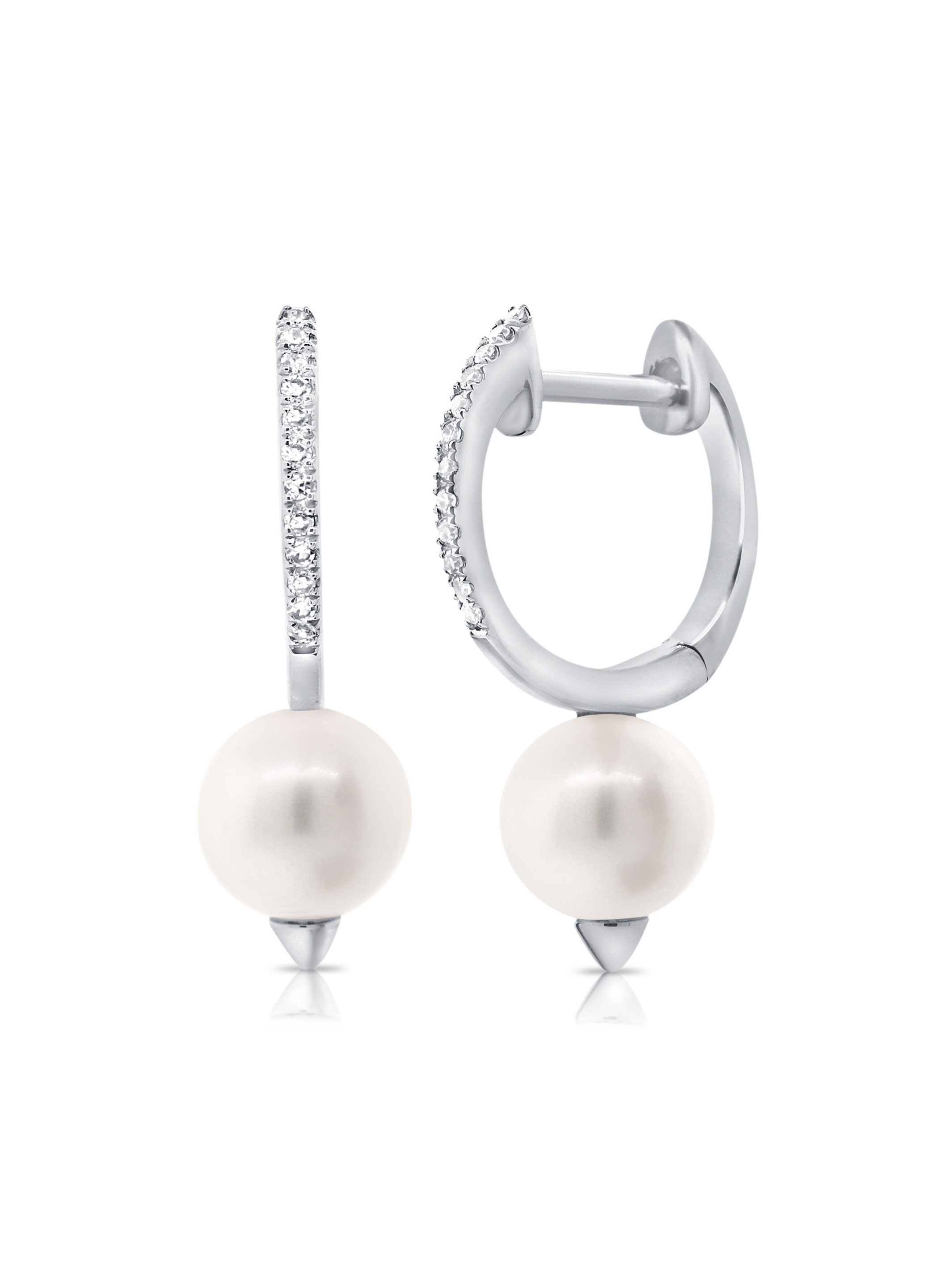 Pearl Drop Huggie Earring 14K