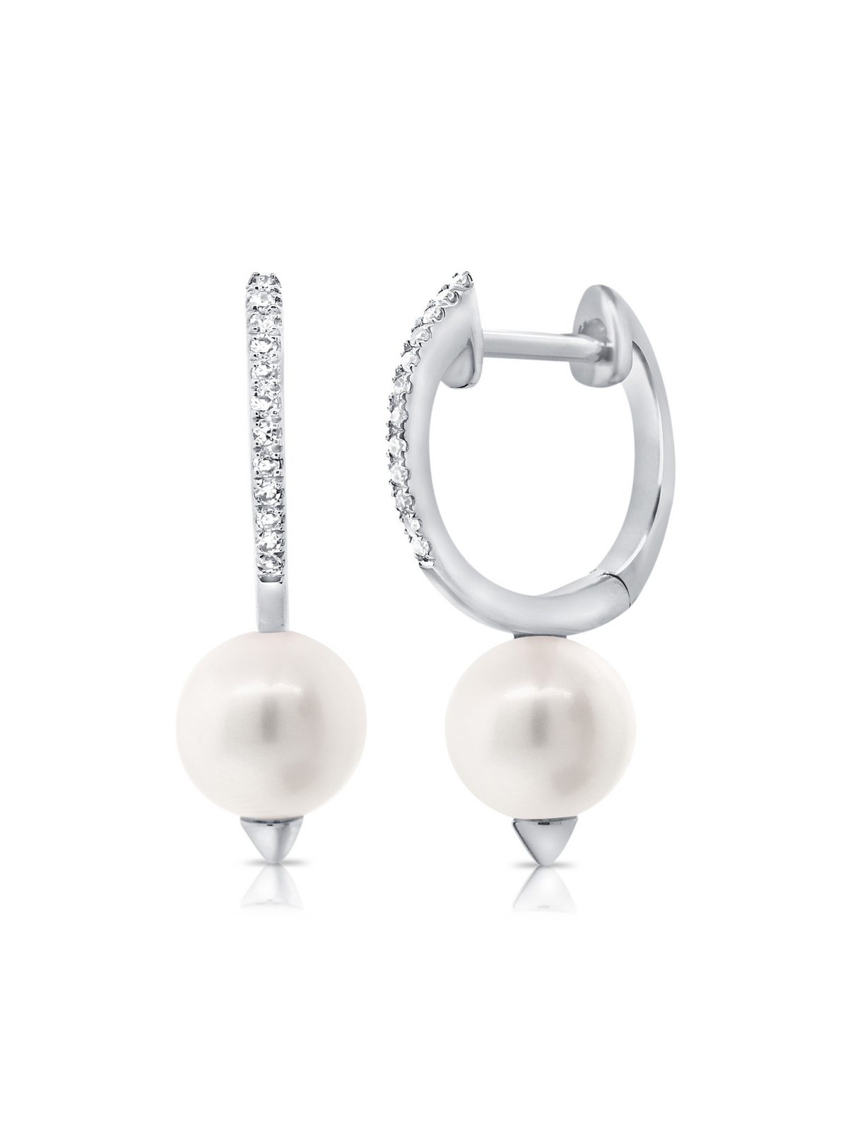Pearl Drop Huggie Earring 14K