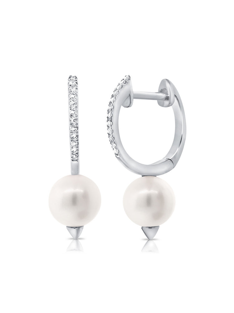 Pearl Drop Huggie Earring 14K