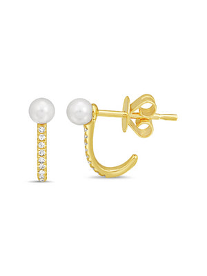 Chloe Pearl Huggie Earrings 14K