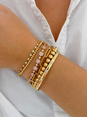 Flower Tennis Bracelet - Pink Sapphire 14K