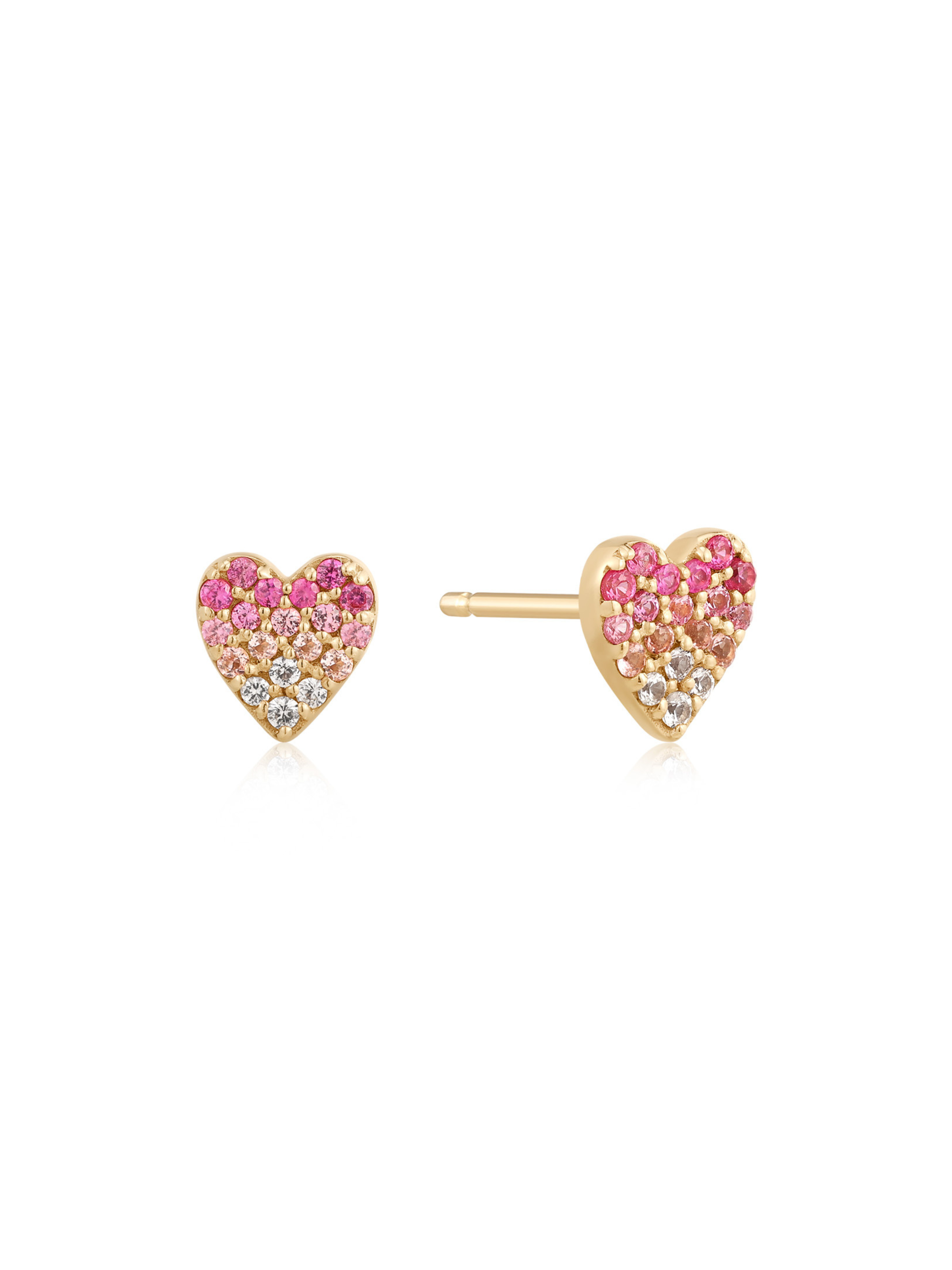 Pink Ombre Heart Stud Earrings 14k