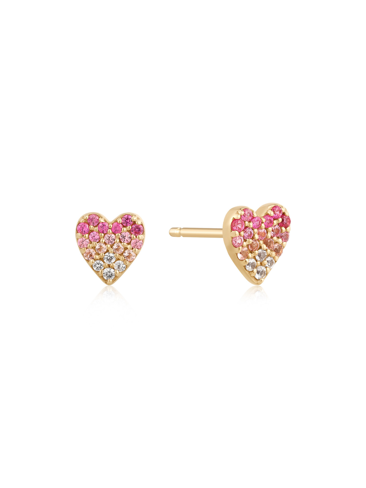 Pink Ombre Heart Stud Earrings 14k