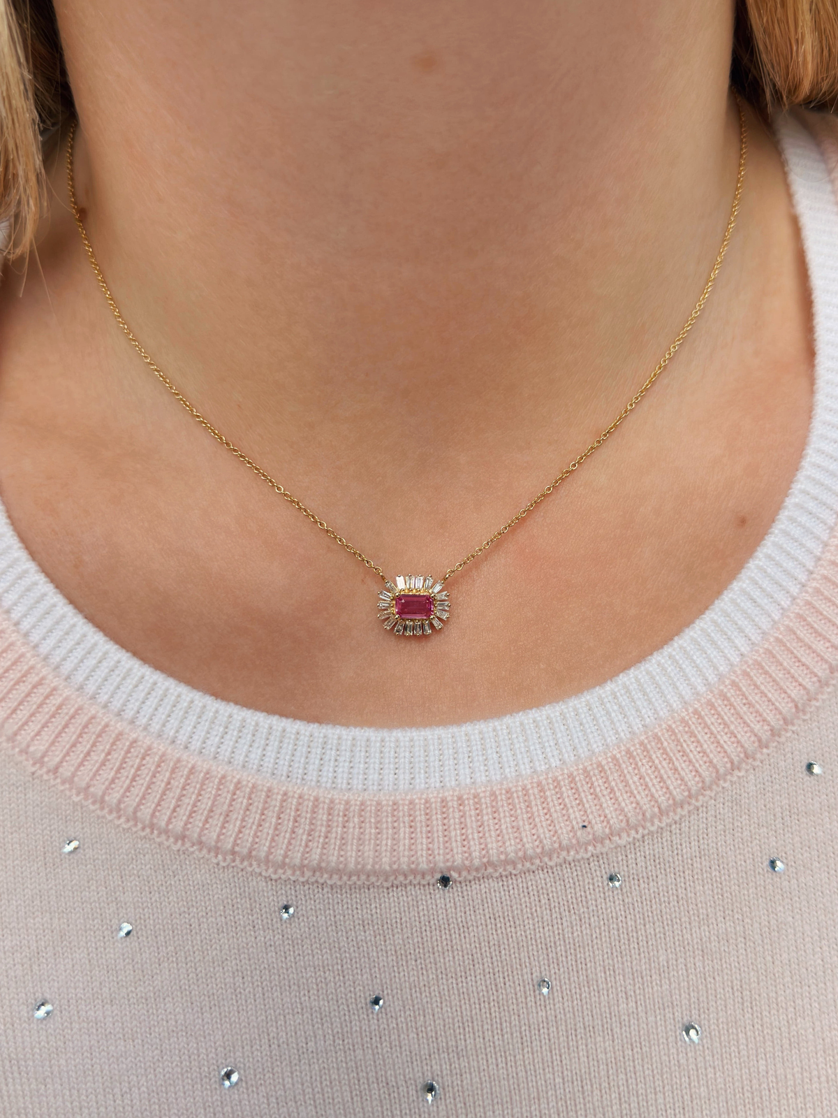 Evelyn Pendant Necklace - Pink Sapphire 14K