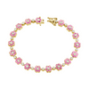 Flower Tennis Bracelet - Pink Sapphire 14K