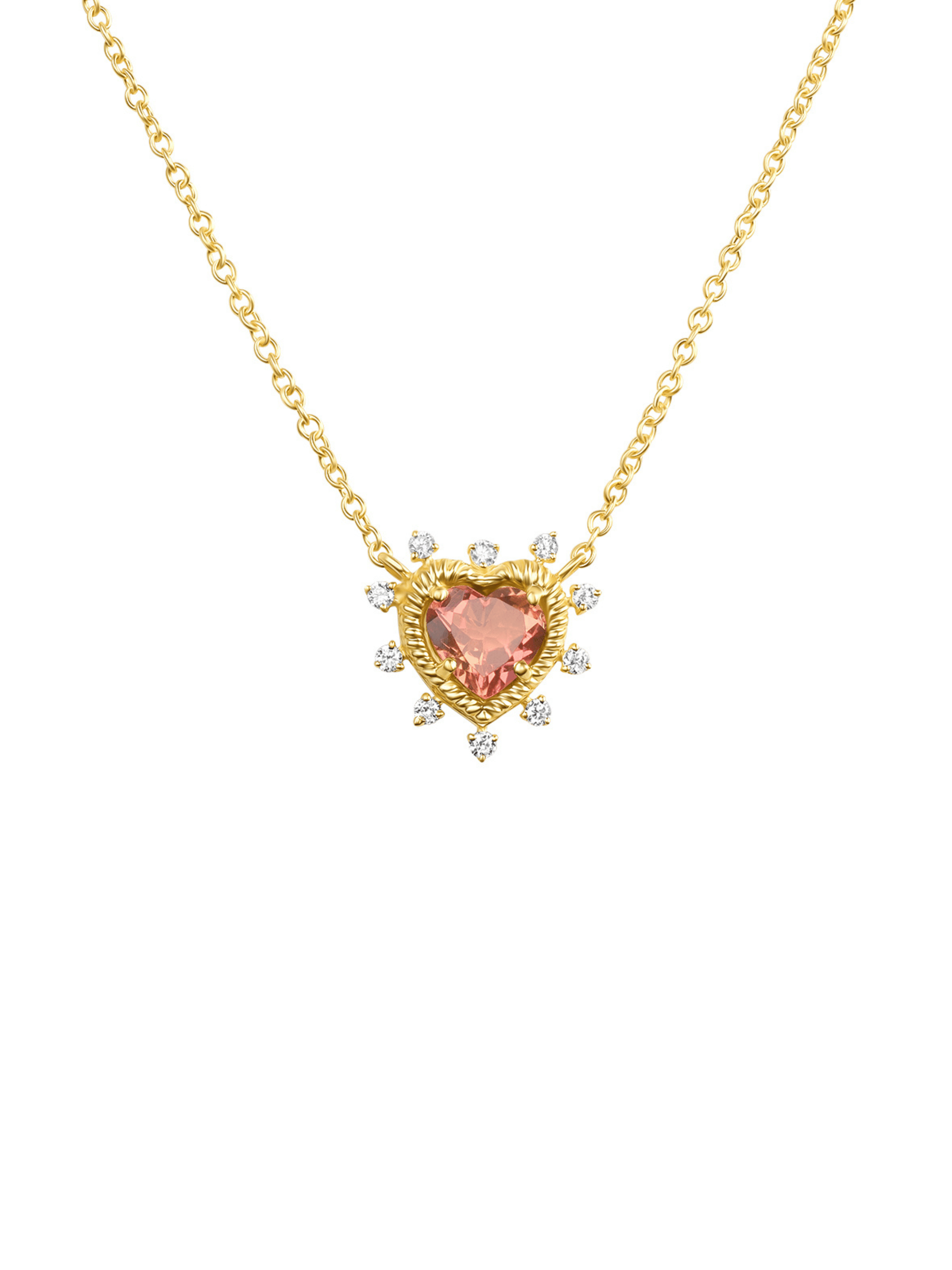 Jasmine Pink Sapphire Heart Necklace 14K