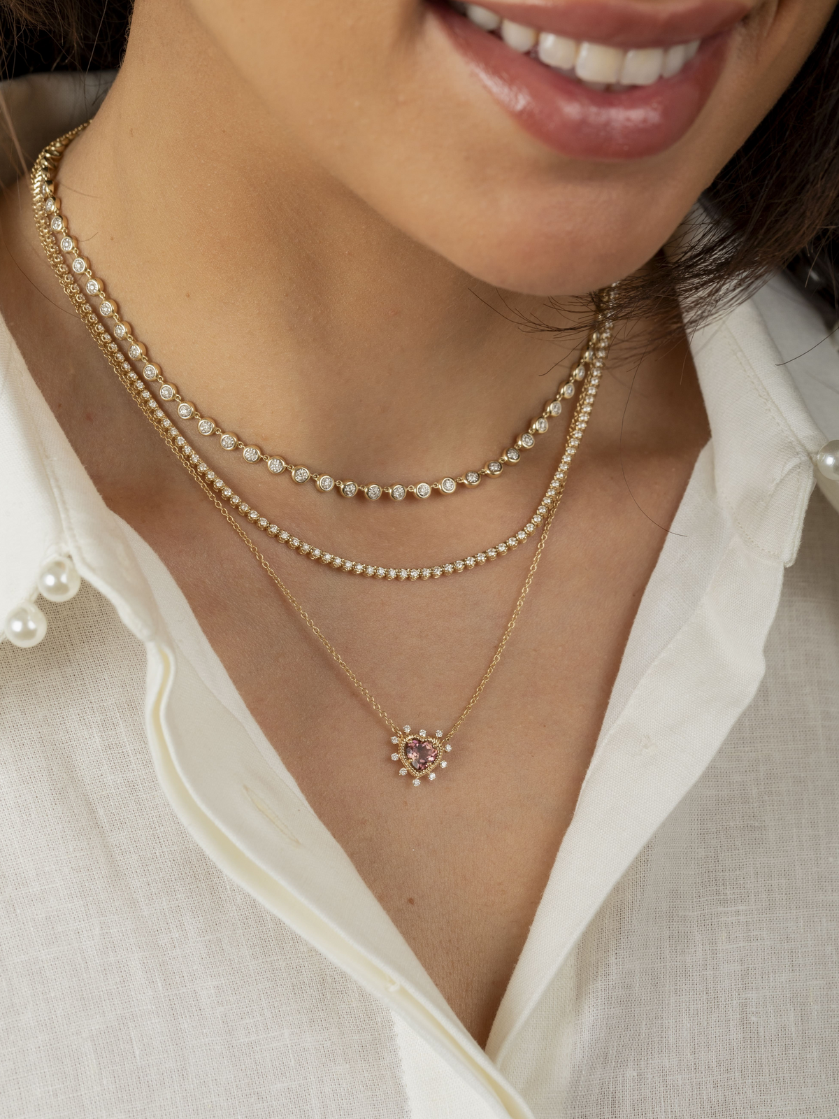 Bryn Endless Bezel Necklace 14K