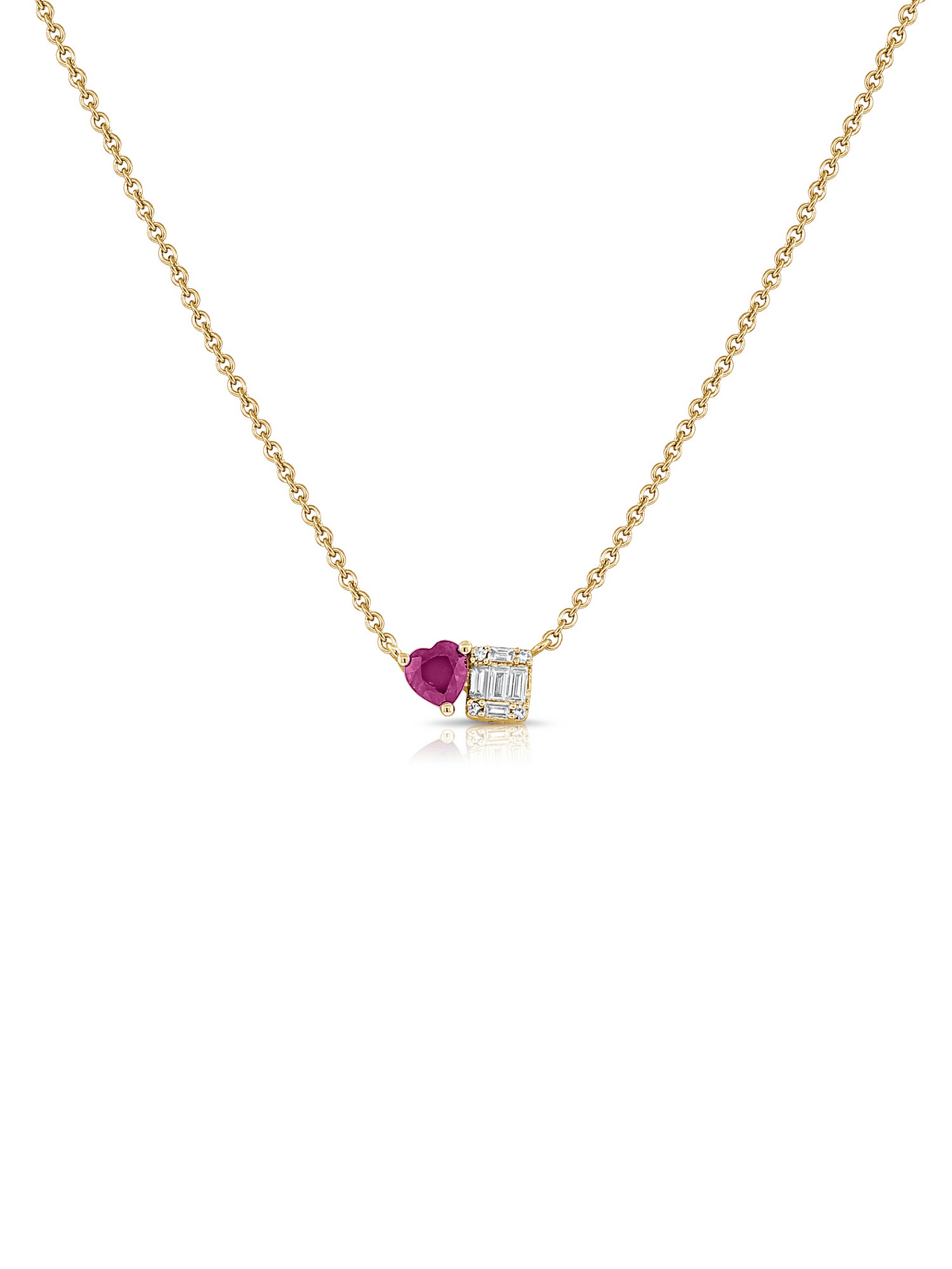 Toi Et Moi Pink Sapphire Heart Necklace 14K