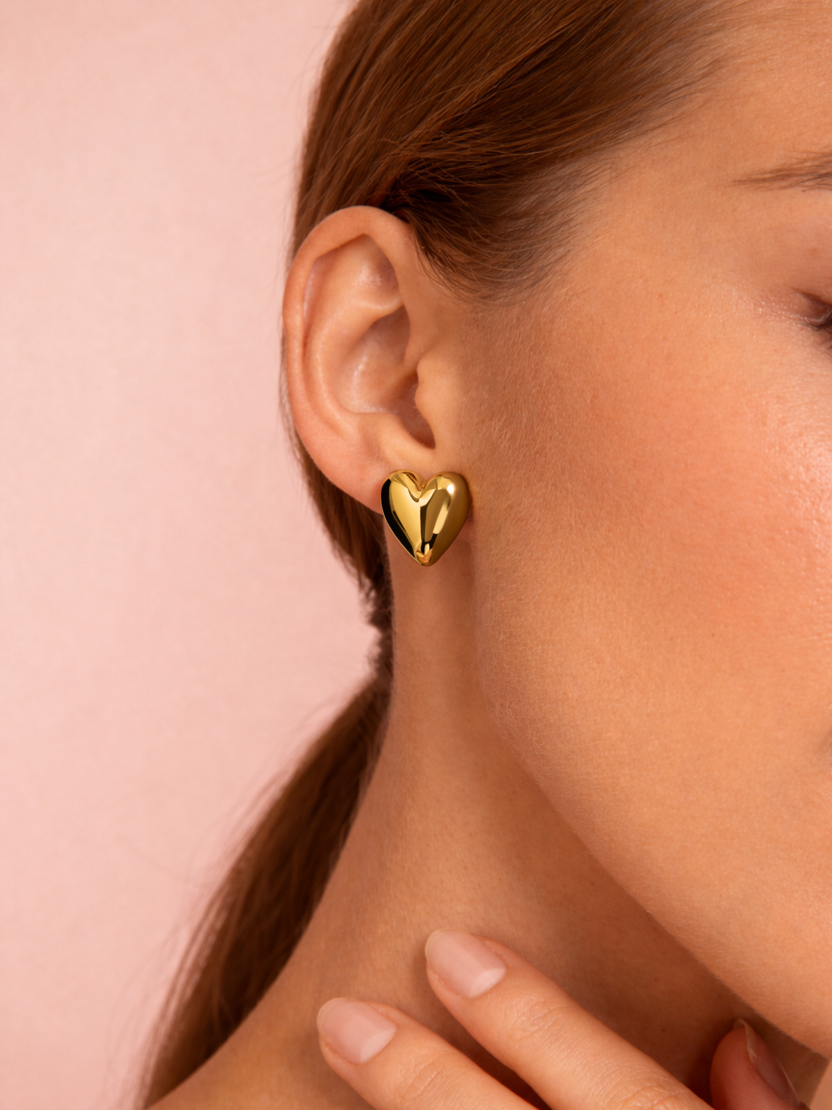 Goldie Puffy Heart Stud Earrings