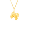 Puffy Initial Charm Necklace 14K