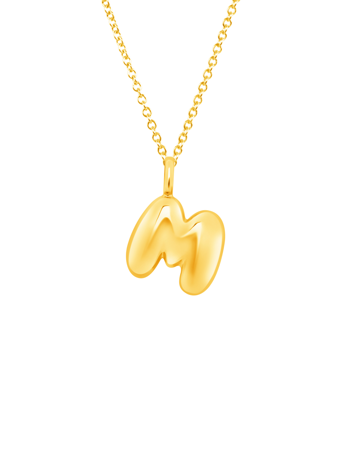 Puffy Initial Charm Necklace 14K