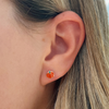 Kid Enamel Pumpkin Stud Earrings 14K