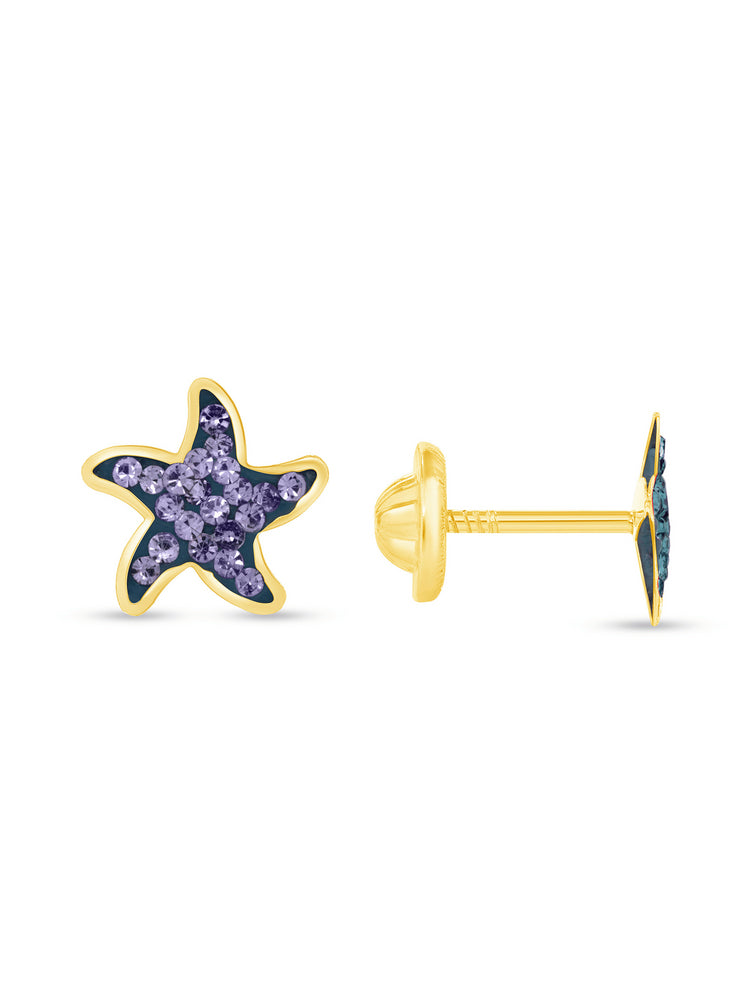 Kid Starfish Stud Earrings 14K