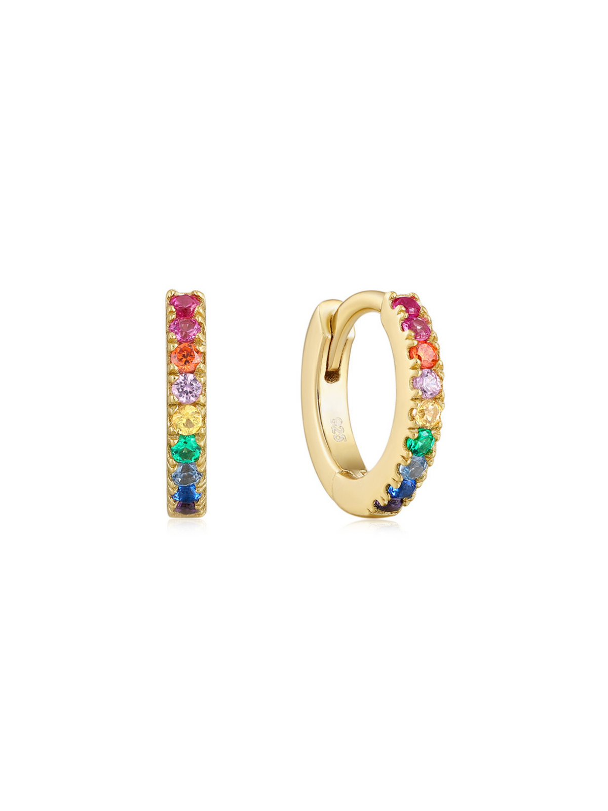 Rainbow CZ Huggie Earrings