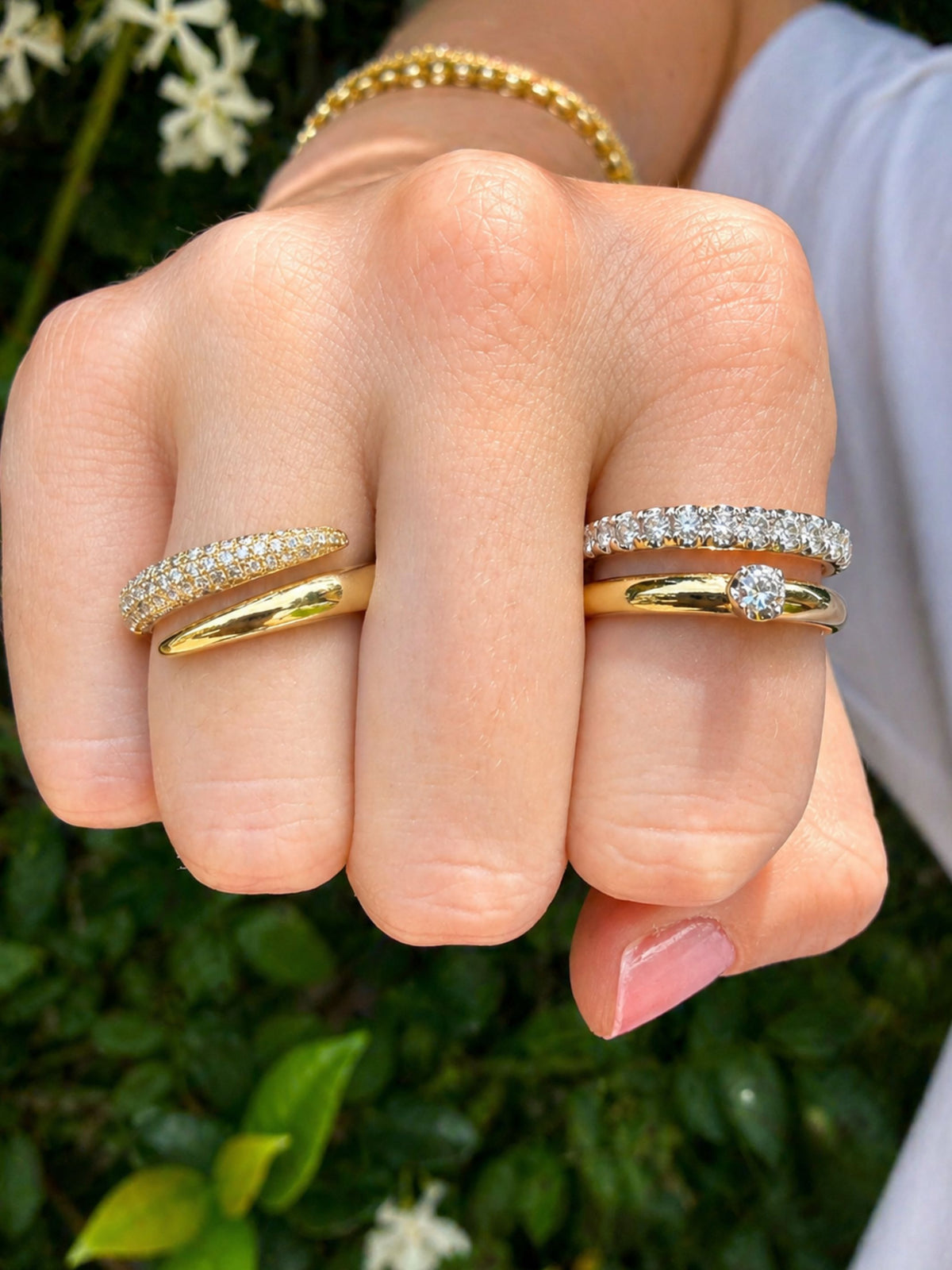 Serena Stacked Diamond Ring 14K