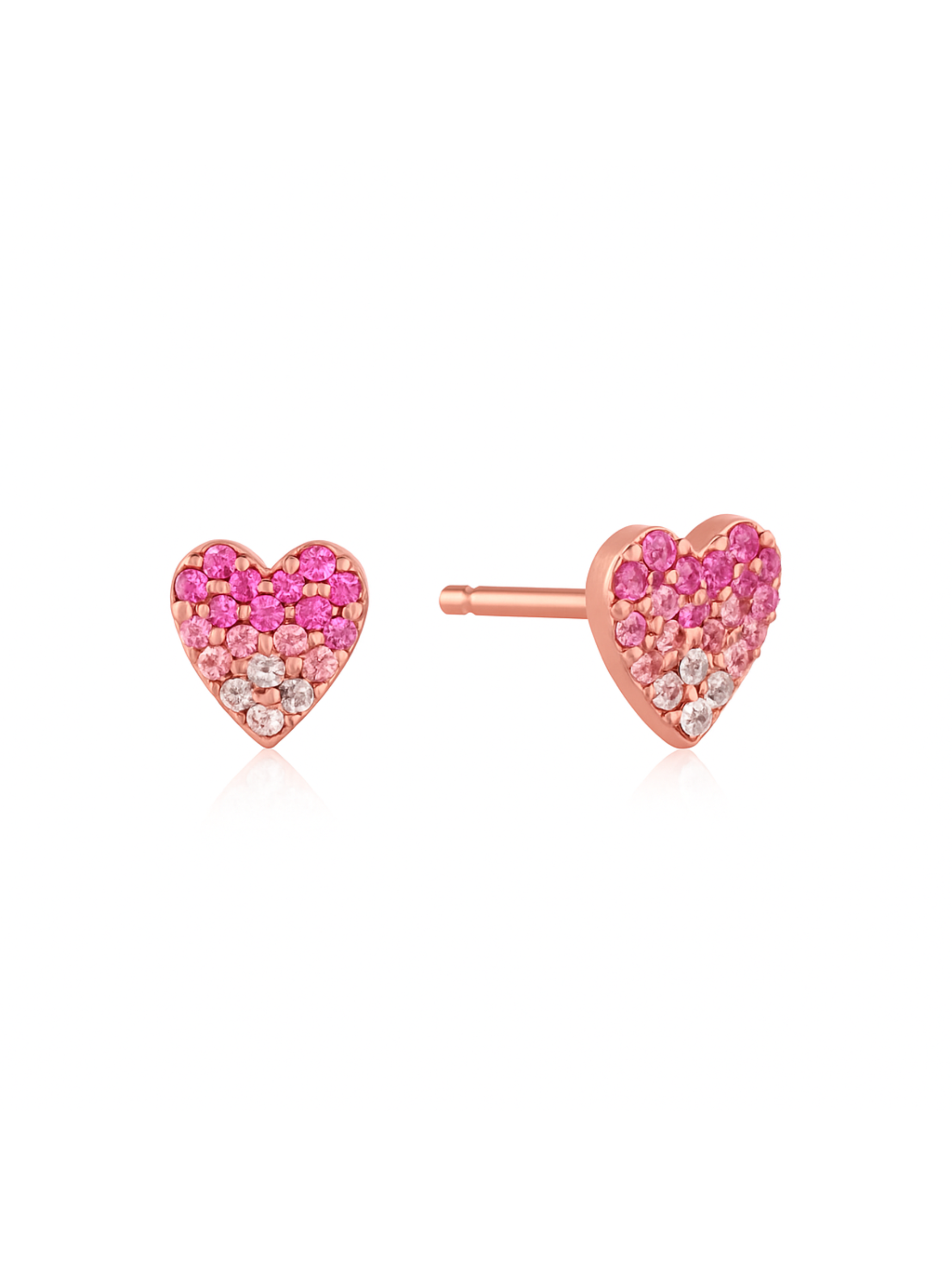 Pink Ombre Heart Stud Earrings 14k