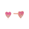 Pink Ombre Heart Stud Earrings 14k