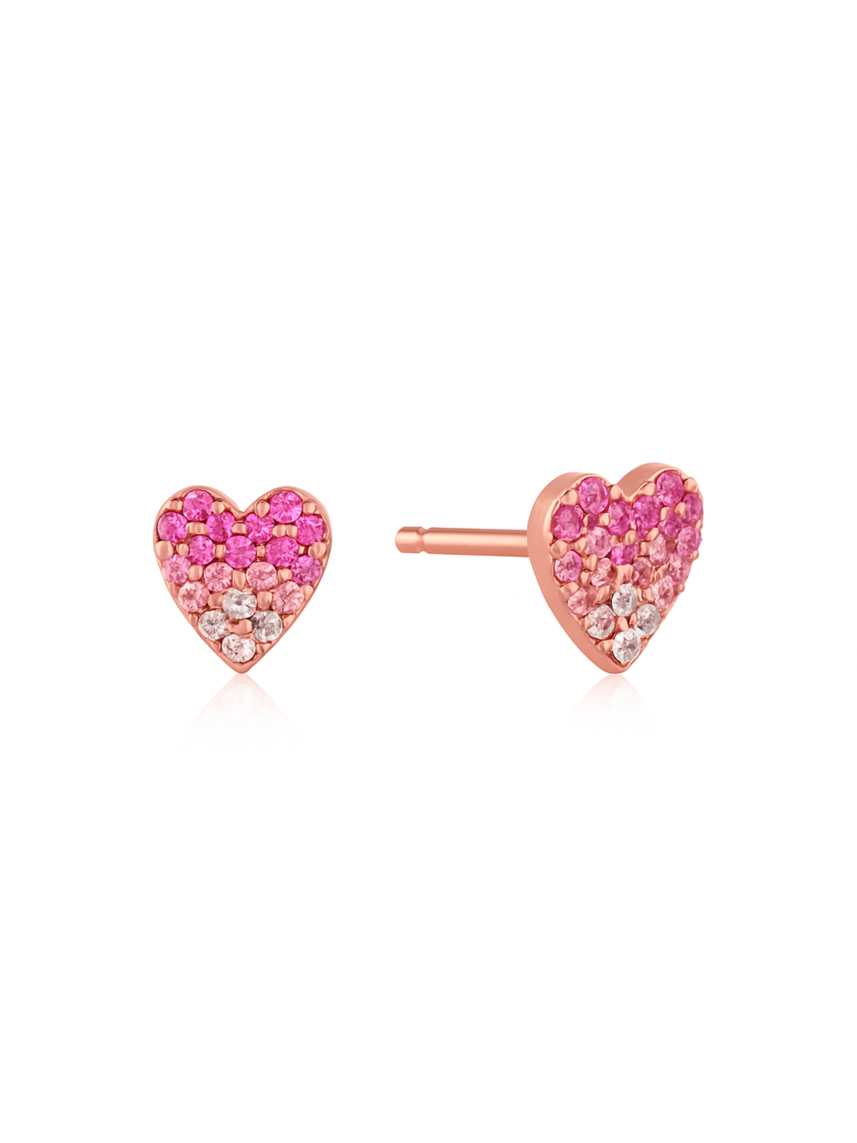 Pink Ombre Heart Stud Earrings 14k