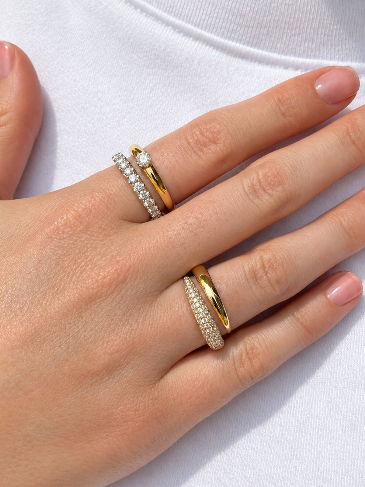 Serena Stacked Diamond Ring 14K