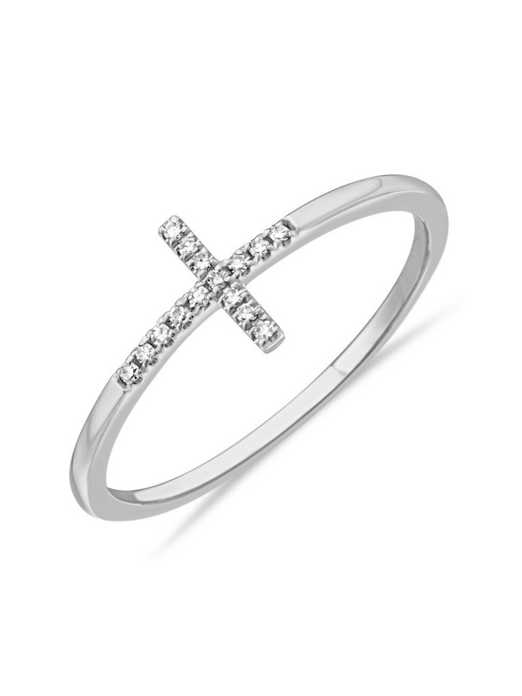 Diamond Cross Ring 14K