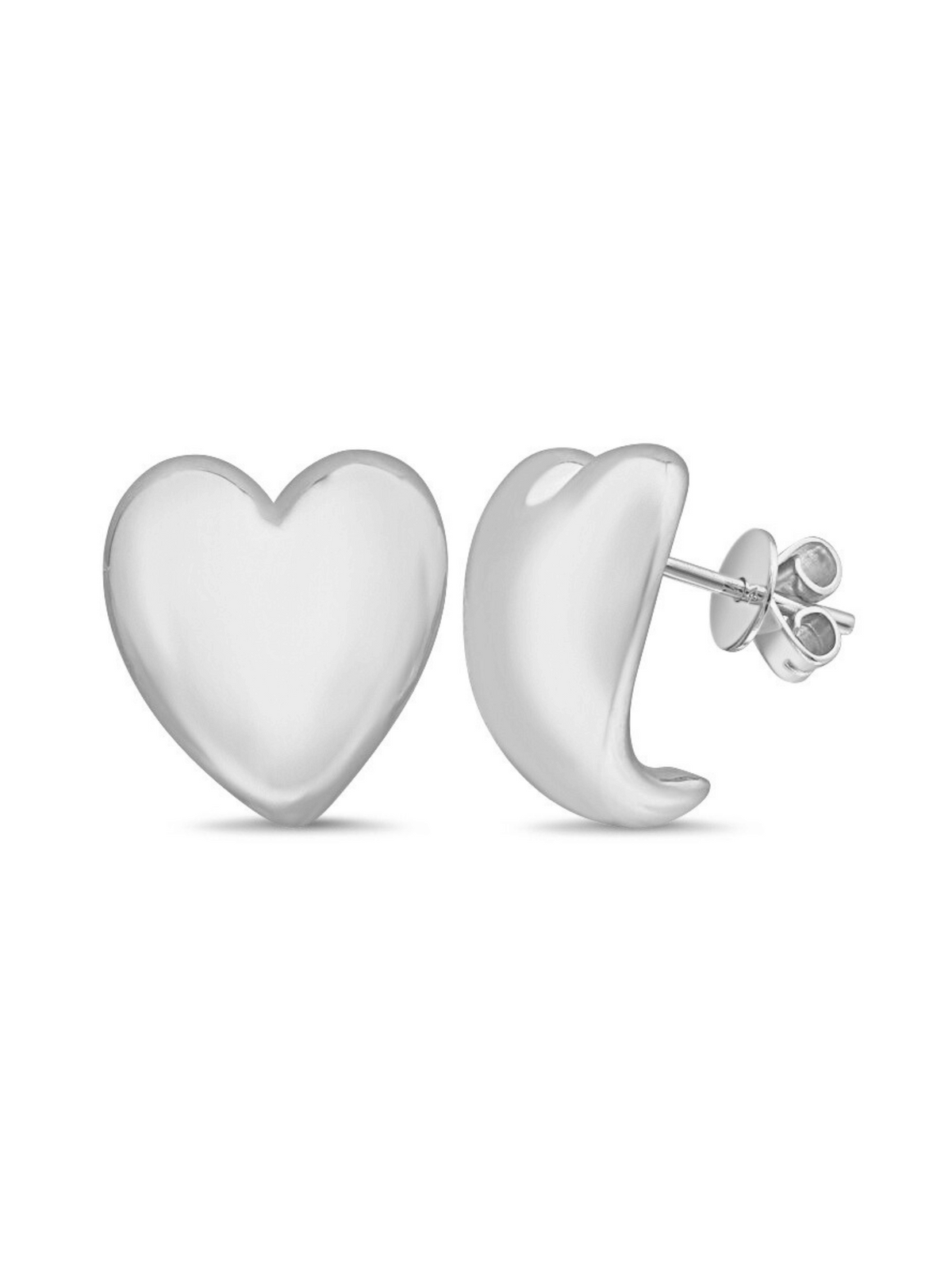 Puffy Heart Stud Earrings 14K