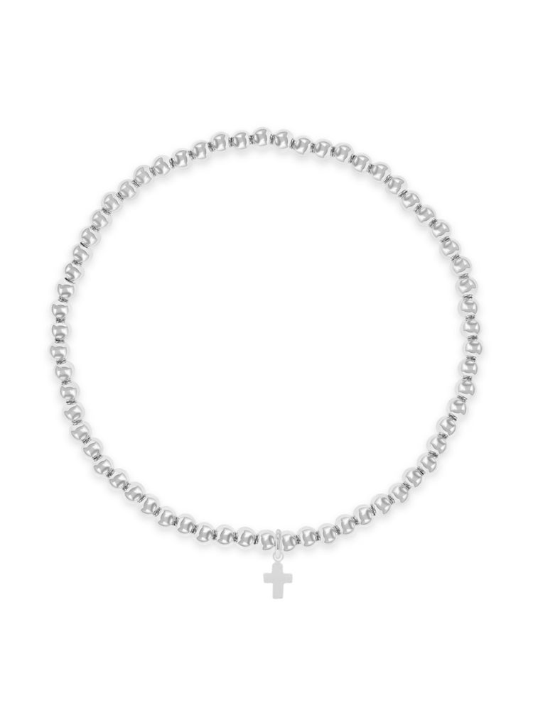 Silver Everyday Stretch Bracelet with Cross Charm