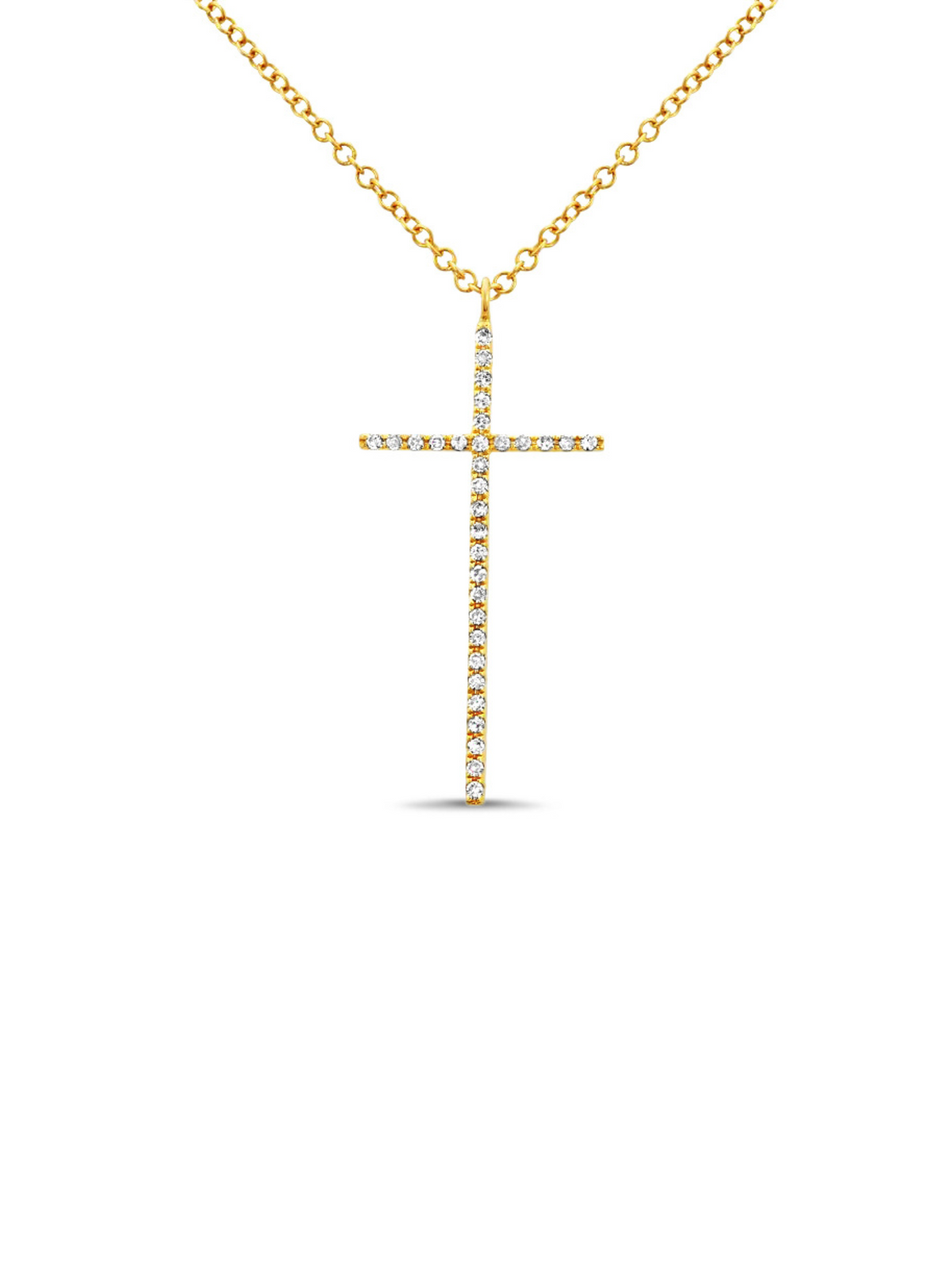 Skinny Diamond Cross Necklace 14K