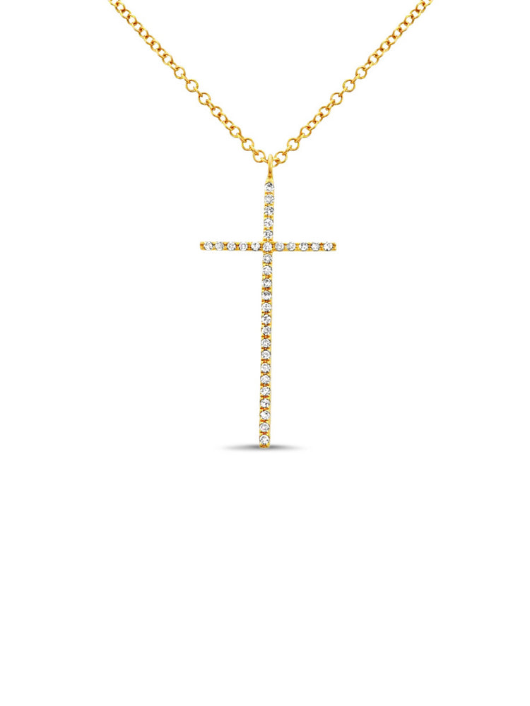 Skinny Diamond Cross Necklace 14K