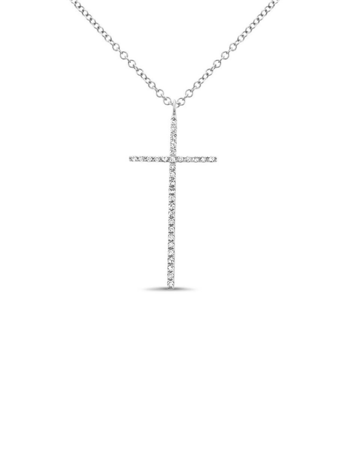 Skinny Diamond Cross Necklace 14K