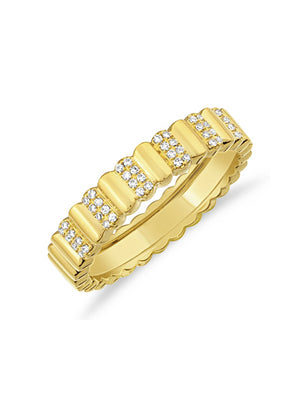 Skinny Fluted Diamond Ring 14K