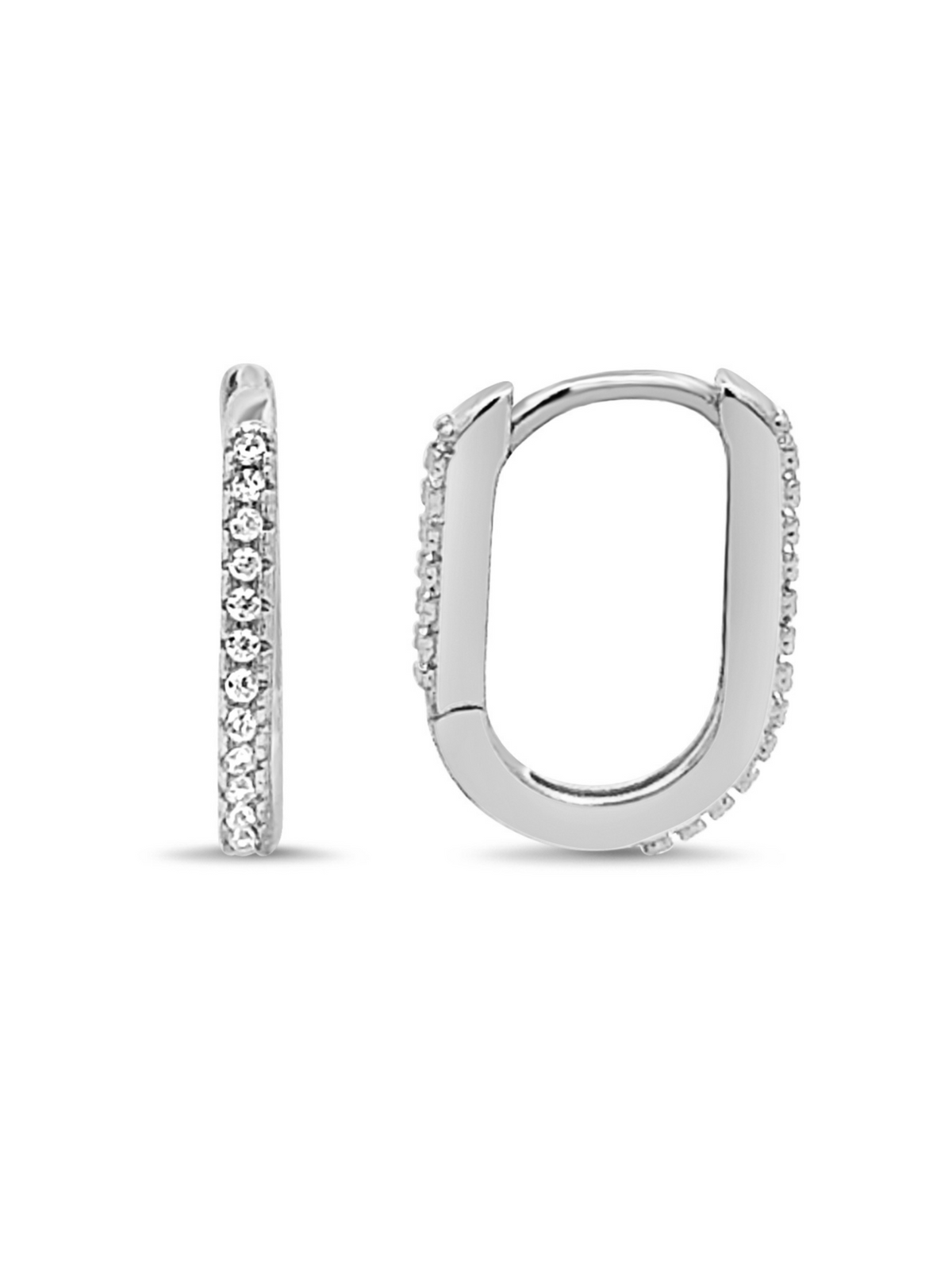 Paperclip CZ Huggie Earrings