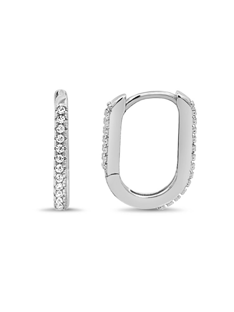 Paperclip CZ Huggie Earrings