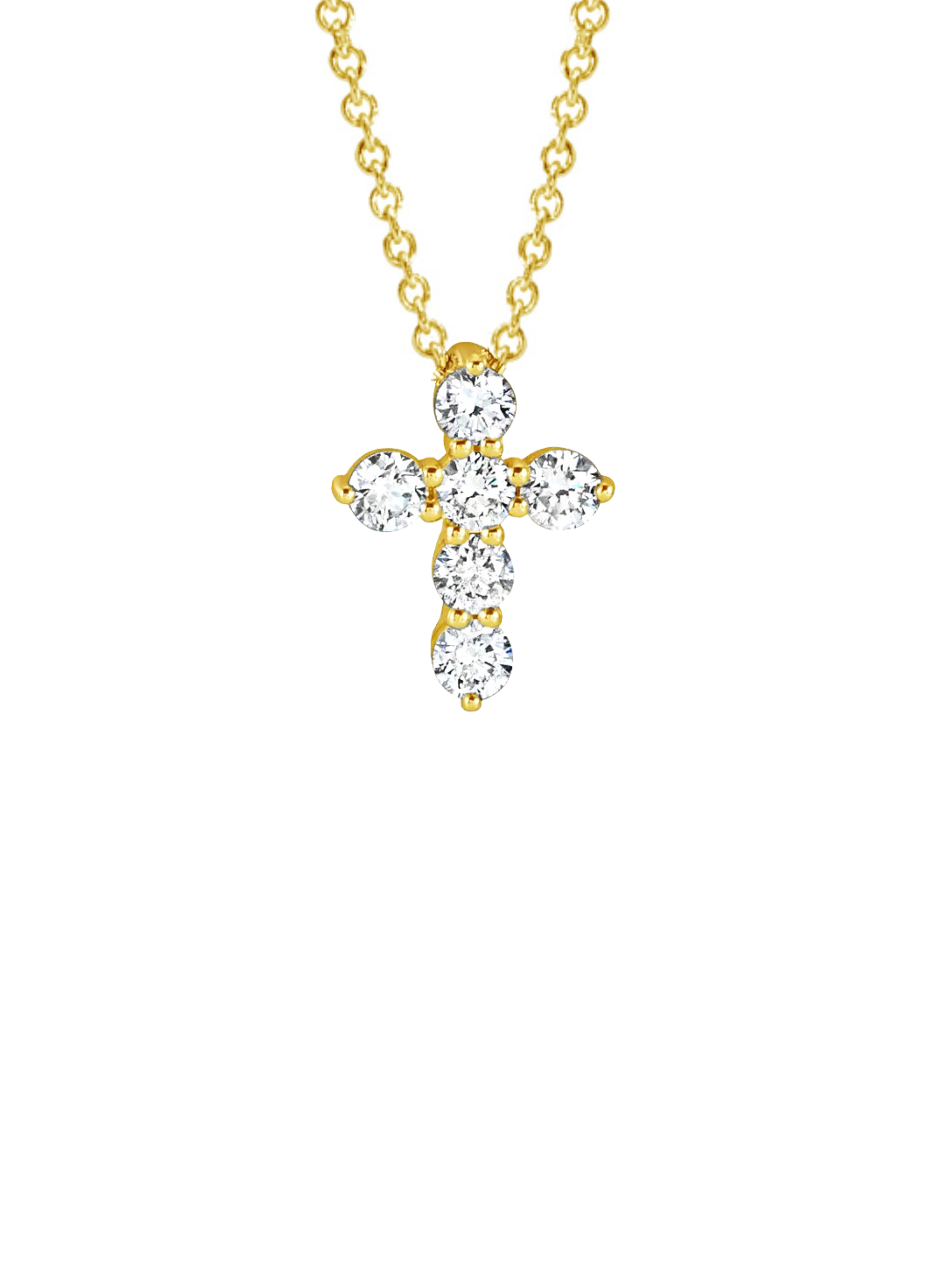 Diamond Cross Necklace - Small 14K