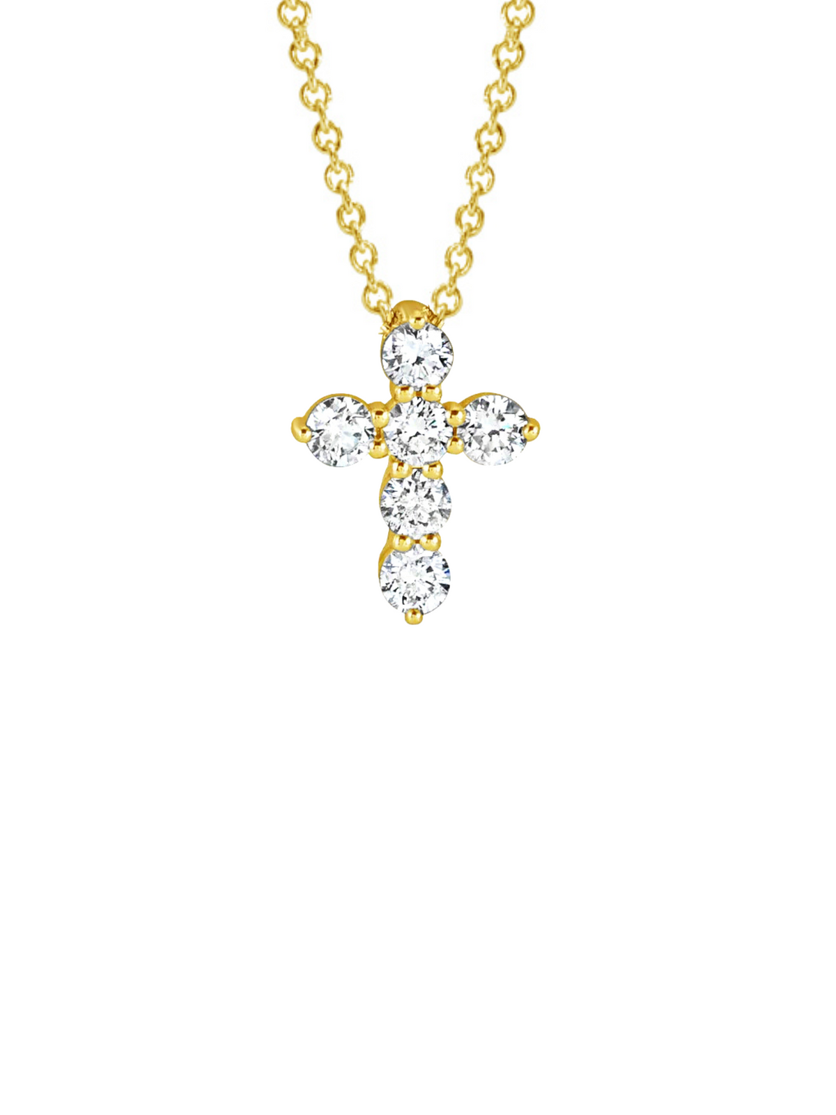Diamond Cross Necklace - Small 14K
